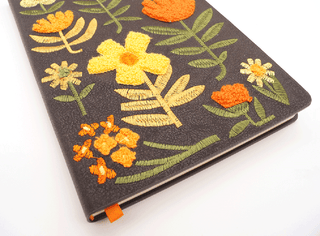 Chunky Flowers Embroidered Journal Notebook